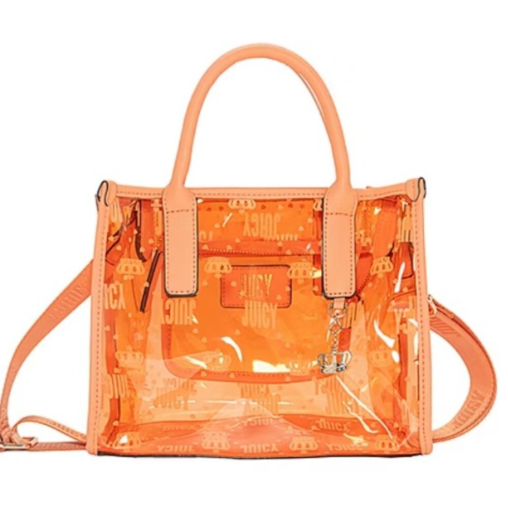 Juicy by Juicy Couture Summer Break Clear Mini Tote Crossbody Bag Orange Crush